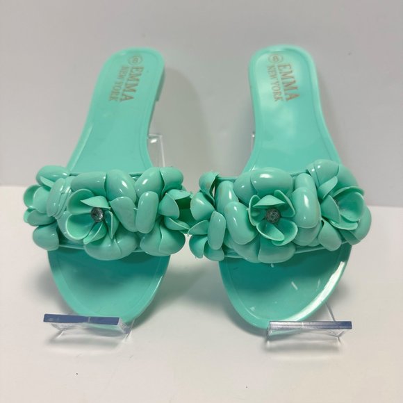 Women's Mint Green Slide Sandals - Picture 2 of 7